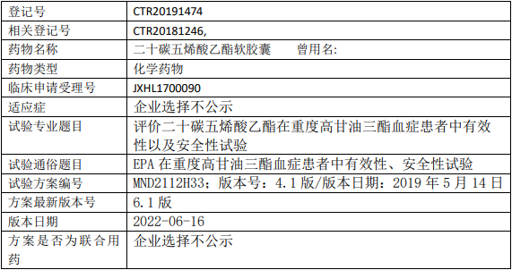 二十碳五烯酸乙酯临床试验