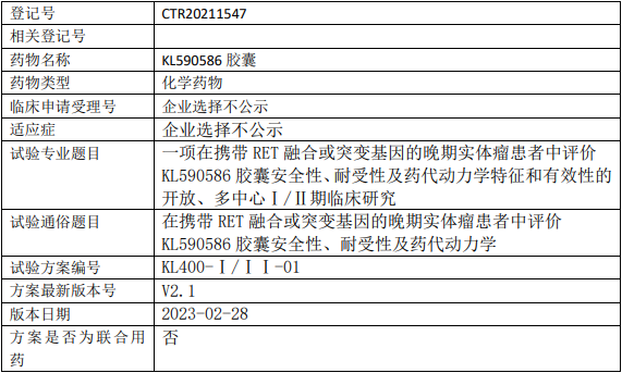 科伦博泰KL590586临床试验