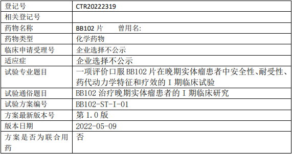 伯汇生物BB102临床试验