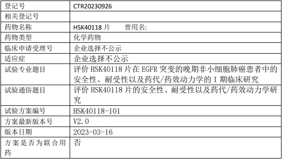 海思科医药HSK40118临床试验