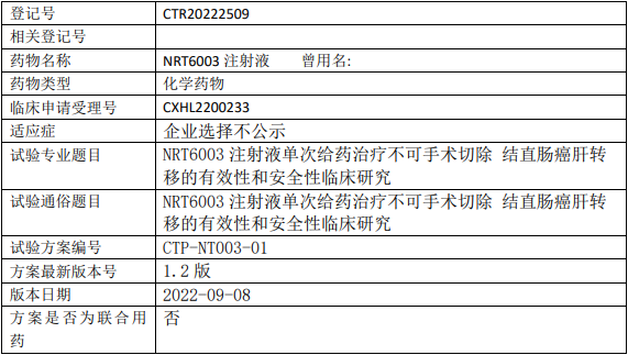 NRT6003临床试验(结直肠癌肝转移)