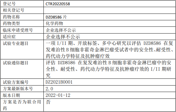 迪哲医药DZD8586临床试验