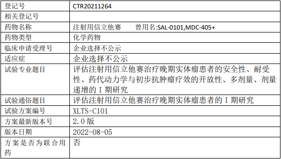 康柏睿格信立他赛临床试验