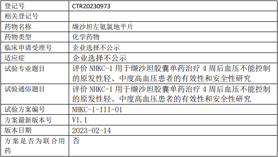 阳光诺和/百奥药业缬沙坦临床试验(缬沙坦胶囊单药治疗4周后血压控制不佳的)