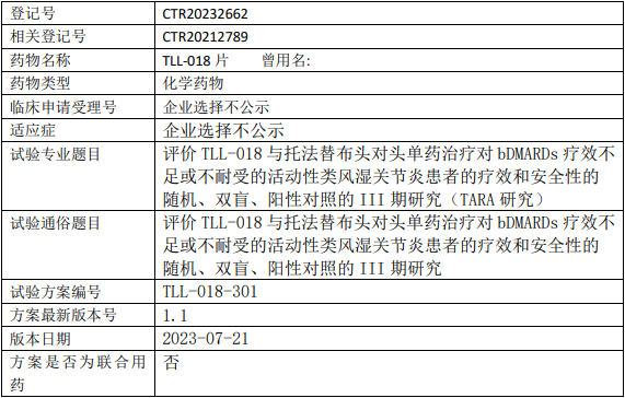 高光制药TLL-018临床试验