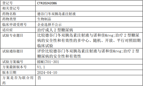 德谷门冬双胰岛素临床试验